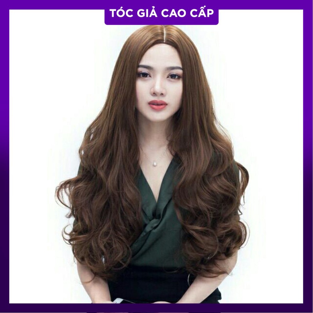 Tóc nguyên đầu 2 mái xoăn dài kèm lưới trùm
