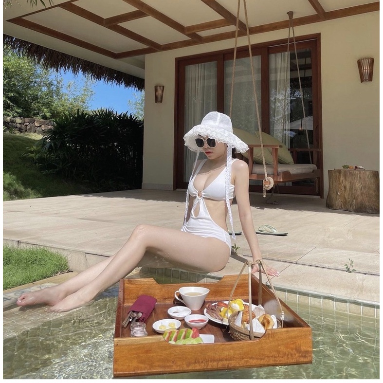 Swimsuit 1 mảnh thun gân cutout