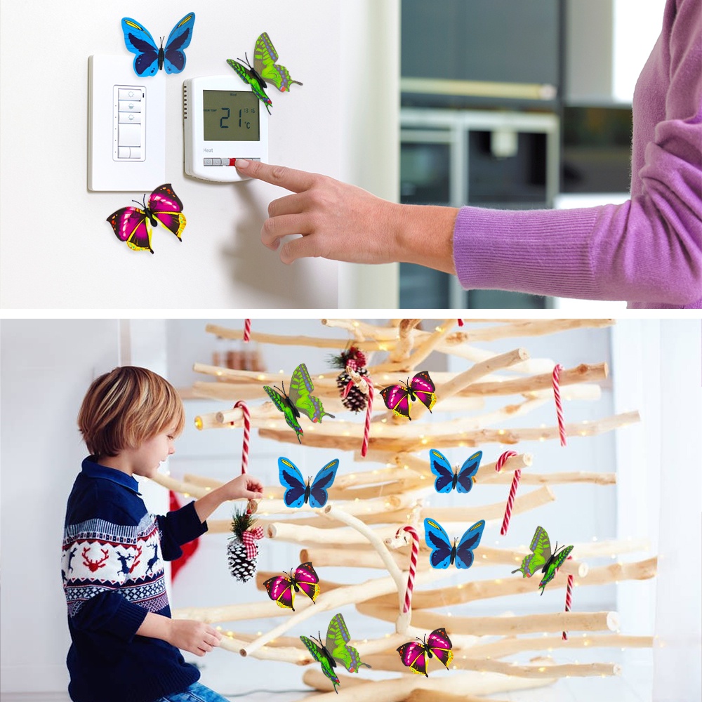Set 12 Bươm Bướm 3D Nhân Tạo Dán Trang Trí Tủ Lạnh Đẹp Mắt