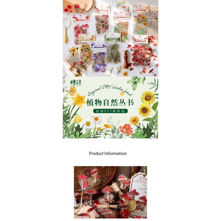 Bộ 40 Miếng Dán Trang Trí Sổ Tay/Sổ Tay Hình Hoa Thiên Nhiên Kiểu Vintage Sáng Tạo DIY