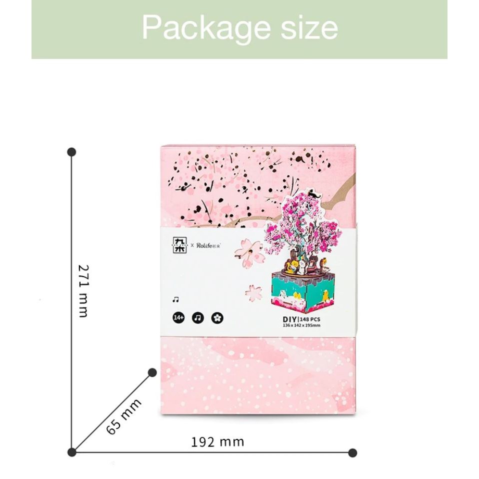 [BẢN XUẤT KHẨU TIẾNG ANH] Hộp nhạc gỗ Cherry Blossom Tree DIY Robotime