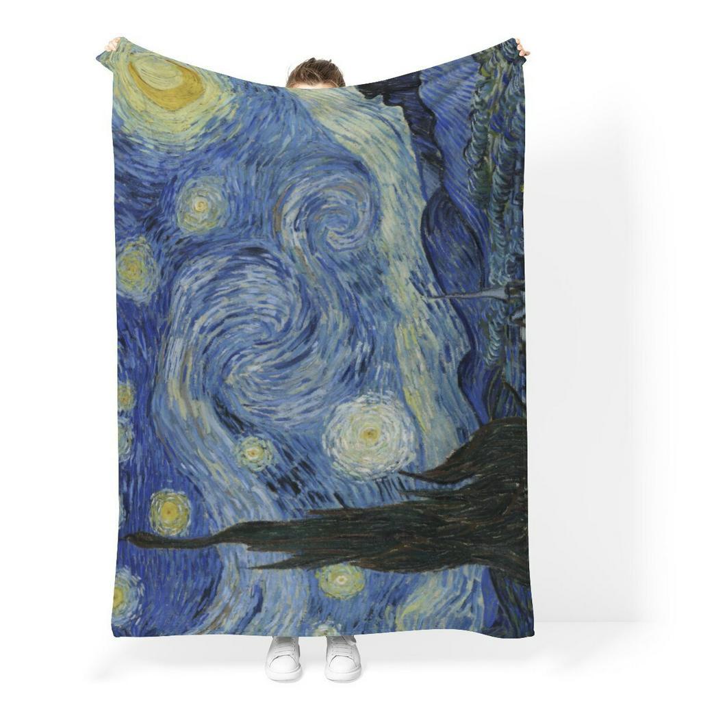 Chăn Lông Cừu Mềm Mại Giữ Ấm Mùa Đông In Hình Hoa Hướng Dương Của Van Gogh