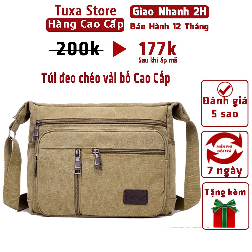 Túi đeo chéo nam vải bố thời trang Hàn Quốc Cặp đeo vải canvas Tuxa store