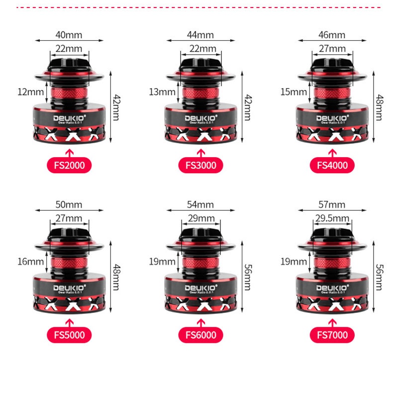 Máy Câu Cá DEUKIO FS Giá Rẻ 2000, 3000, 4000, 5000, 6000, 7000, Kim Loại, Máy Câu Đứng