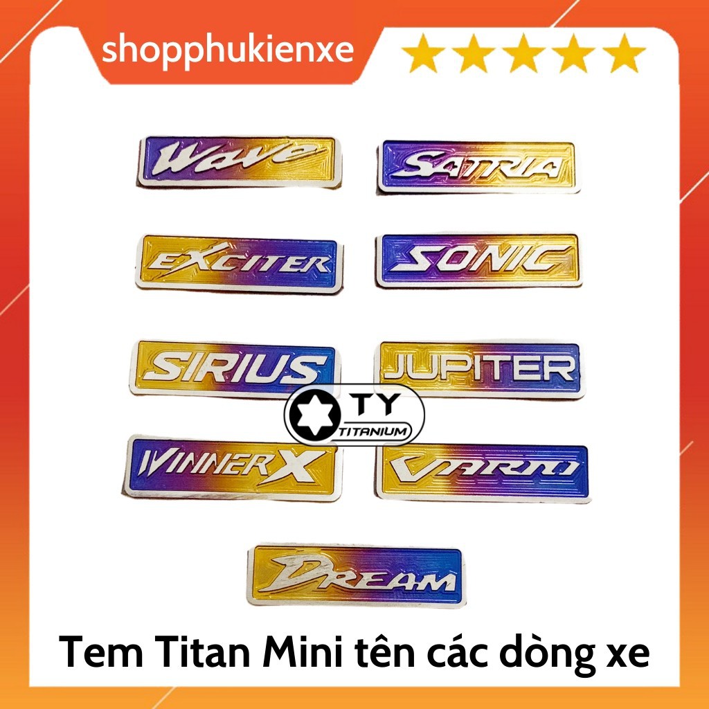 ▨Tem Titan Mini 3D kích thước 1,2x4cm dán các dòng xe DREAM, WAVE, SIRIUS, EXCITER, WINNER X, VARIO, SONIC, SATRIA,