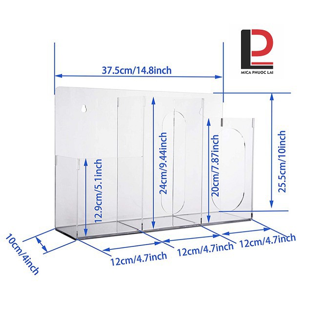 Kệ mica treo tường đựng khẩu trang, nước rửa tay sát khuẩn