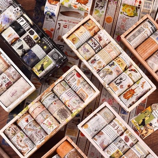 Set 18 cuộn washi tape phong cách vintage trang trí sổ siêu xinh