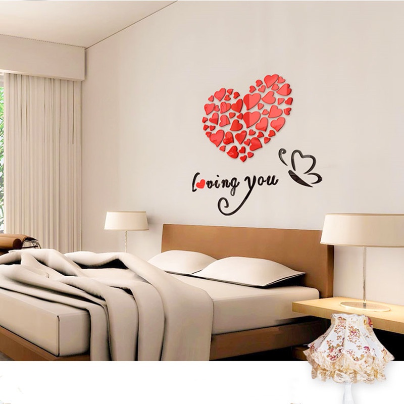 Miếng Dán Tường Trang Trí Hình Trái Tim 3D Bằng Acrylic DIY