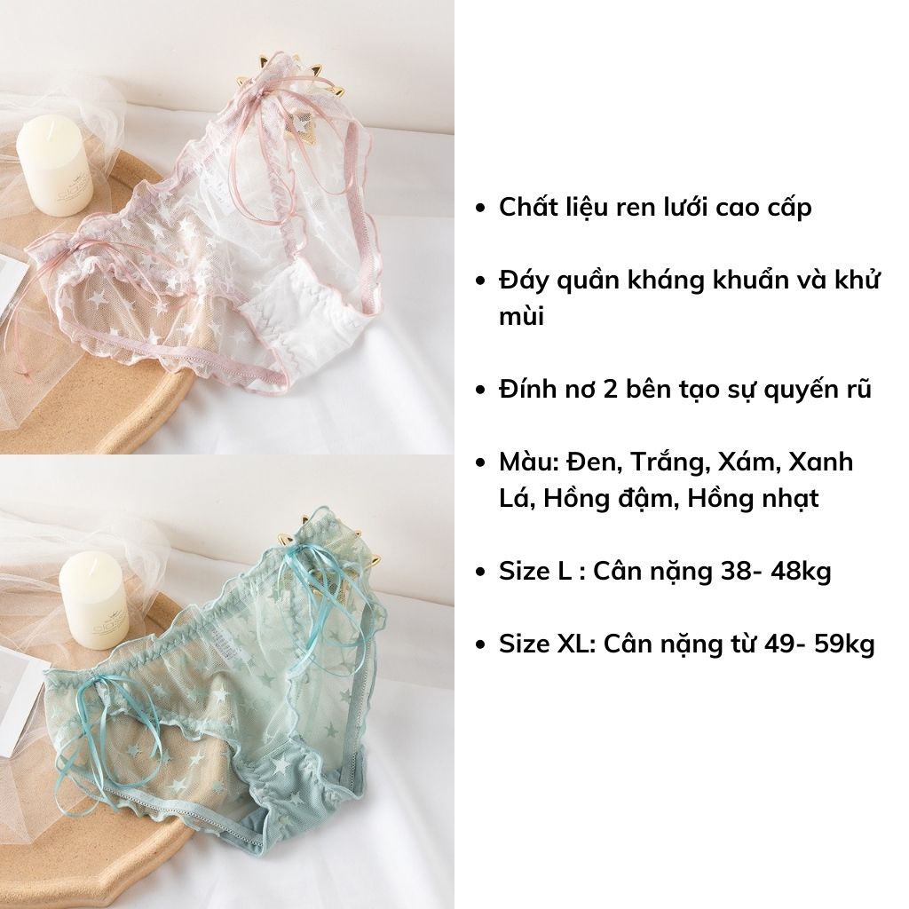 Quần lót nữ ren lưới cao cấp sexy đính nơ đẹp và gợi cảm DOPICO L518