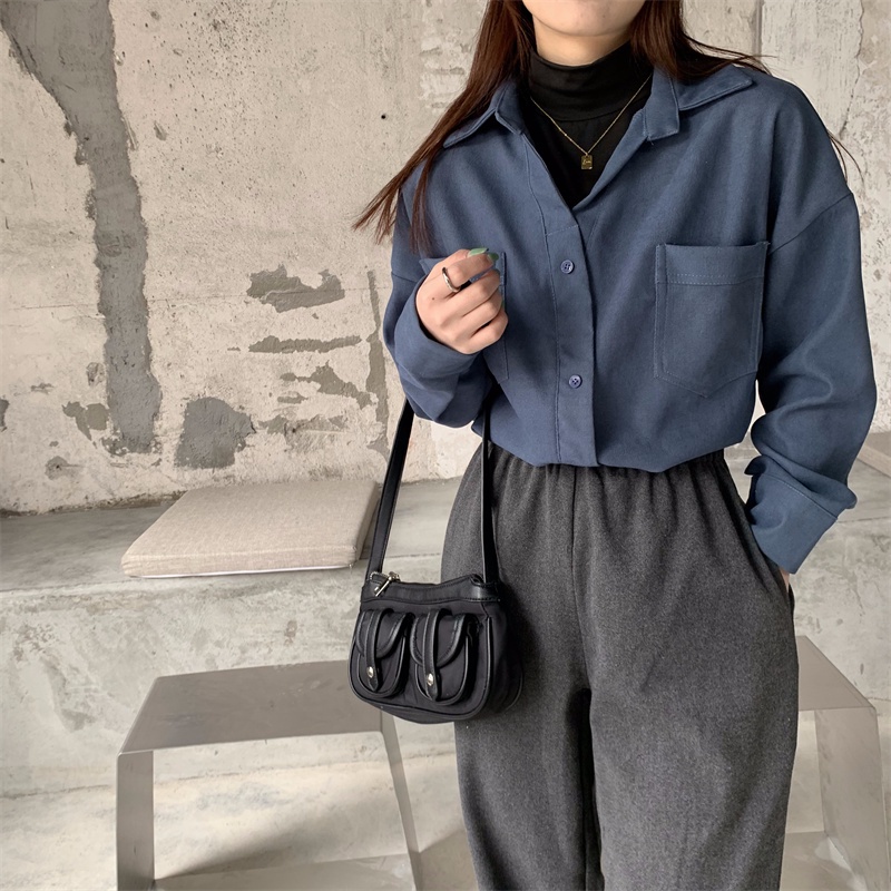 【ZHELIHANGFEI】Áo Sơ Mi Nữ Tay Dài Form Rộng Theo Phong Cách Retro Hợp Thời Trang