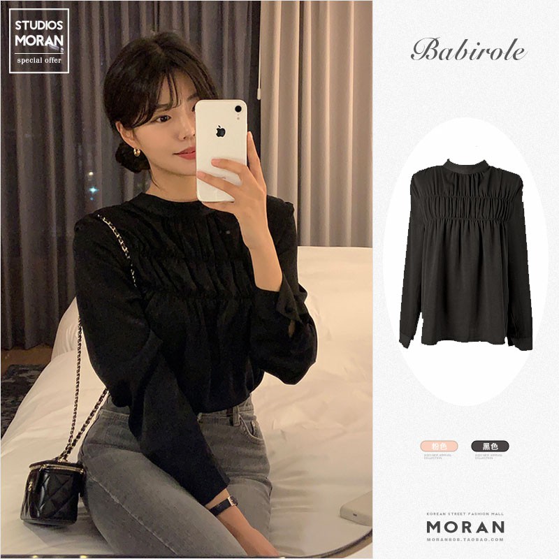 (ORDER) Áo sơ mi nữ MORAN cổ trụ dập viền xêps ly style kiểu Pháp tiểu thư đơn giản