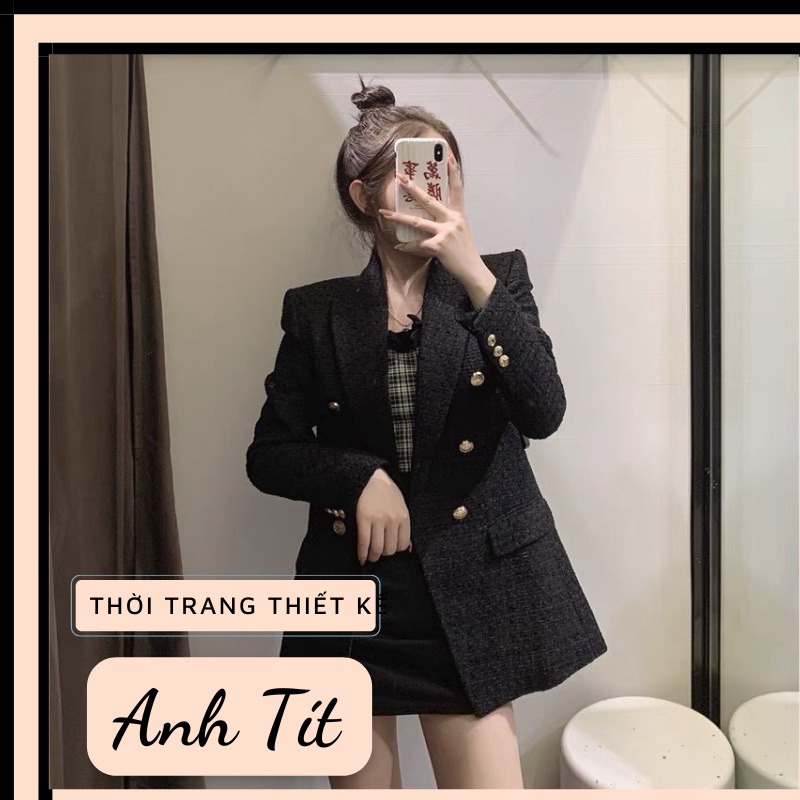 Áo Khoác Blazer Vải Dệt Zra Nữ Màu Đen ( CHẤT DÀY DẶN/ HÀNG ĐẸP)