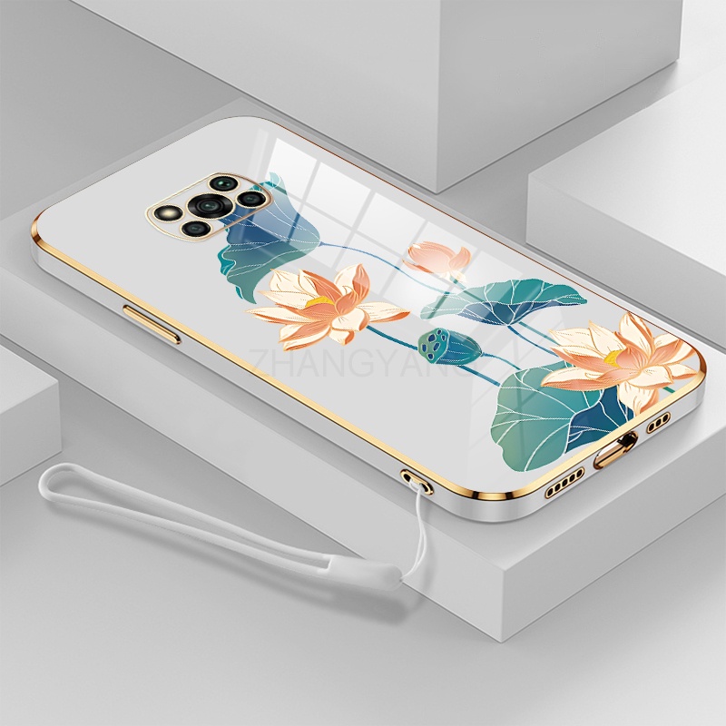 ốp lưng poco x3 nfc poco x3 poco x3 pro ốp điện thoại poco x3 nfc poco x3 poco x3 pro Ốp Điện Thoại TPU Dẻo Mạ Màu Họa Tiết Hoa Sen Sang Trọng
