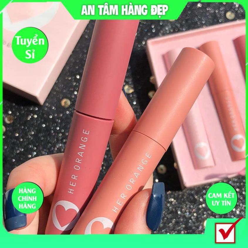 Set 3 Cây Son Kem Lì Herorange TẾT Vỏ Hồng Phấn 3Cx Slim Lip Gloss Kit Mỏng Mịn Lên Màu Chuẩn | BigBuy360 - bigbuy360.vn