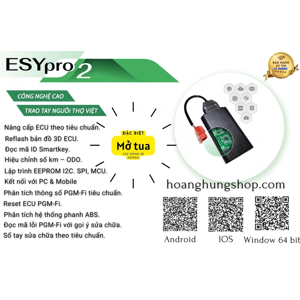ESY PRO 2 Đọc Mã ID Smartkey Hiệu Chỉnh Số Km ODO Lập trình EEPROM I2C. SPI, MCU Reflash Bản Đồ 3D ECU Mở Tua