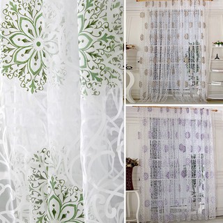 Rèm cửa vải voan họa tiết hoa có dây buộc rèm tiện dụng