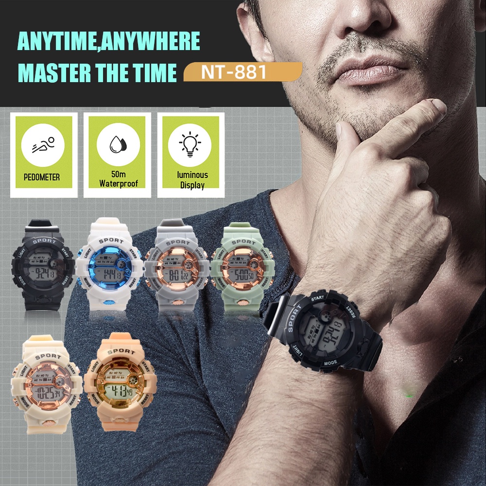 Thiếu Niên Fashional Đồng Hồ Điện Tử Nt-881 Mẫu Balo Học Sinh Thể Thao Dạ Quang Điện Tử Chống Nước Dây Nhựa