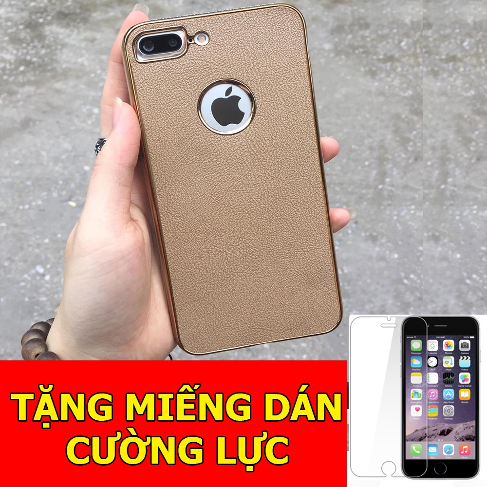 Ốp da viền vàng dành cho iPhone5/ 5s + Tặng 01 miếng dán cường lực