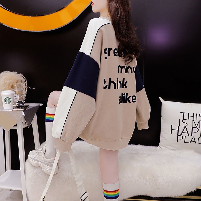 Áo Nỉ Cổ Tròn Dáng Rộng Thiết Kế Mới Thời Trang Theo Phong Cách Hàn Quốc Dành Cho Nữ