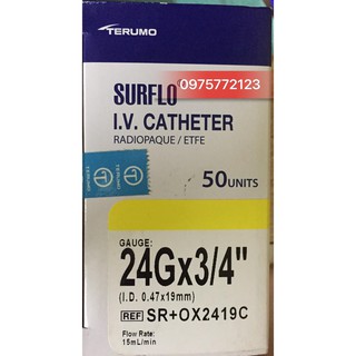 Kim luồn tĩnh mạch 24G Tenumo,hộp 50 chiếc