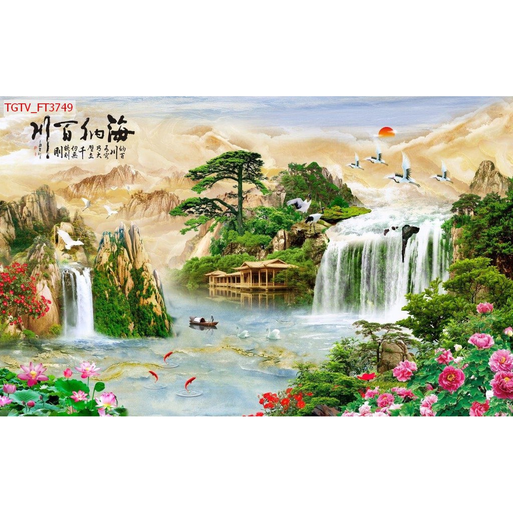 Tranh 3D tuyệt đẹp,  giá rẻ, trang trí phòng khách,phòng làm việc,tranh dán tường 3d có keo sẵn