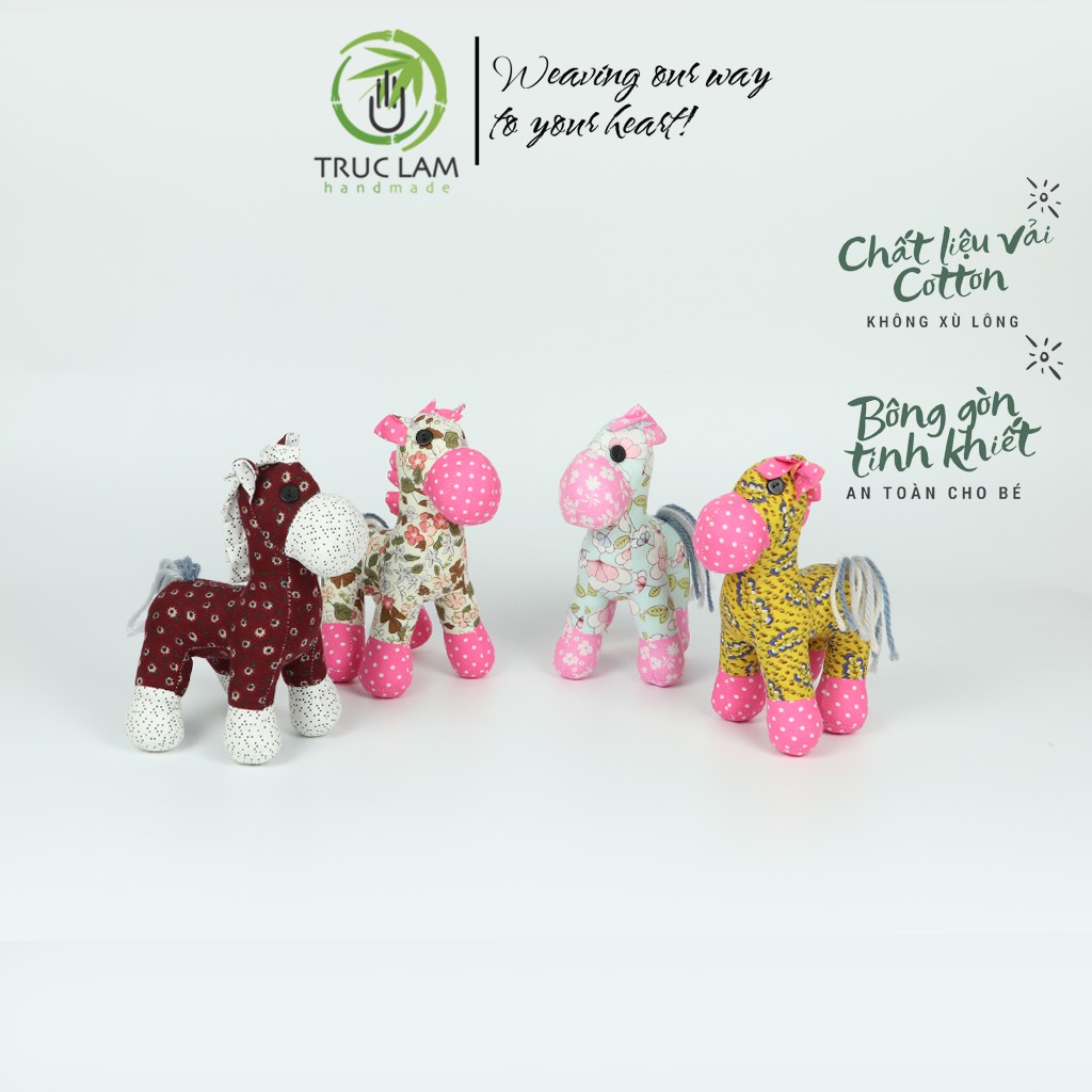 Đồ Chơi Cho Bé Thú Nhồi Bông Mini Hình Con Ngựa Vải Hoa Nhiều Màu Bông Gòn Cao Cấp Trúc Lâm Handmade