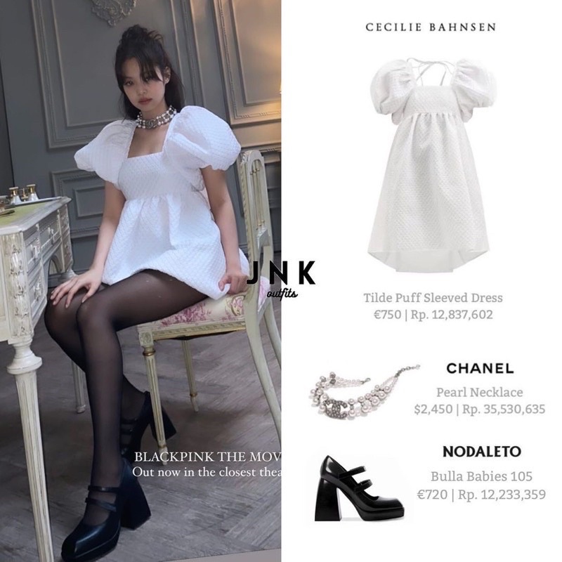Đầm xốp trắng tay phồng giống Jennie BLACKPINK, Yoona SNSD
