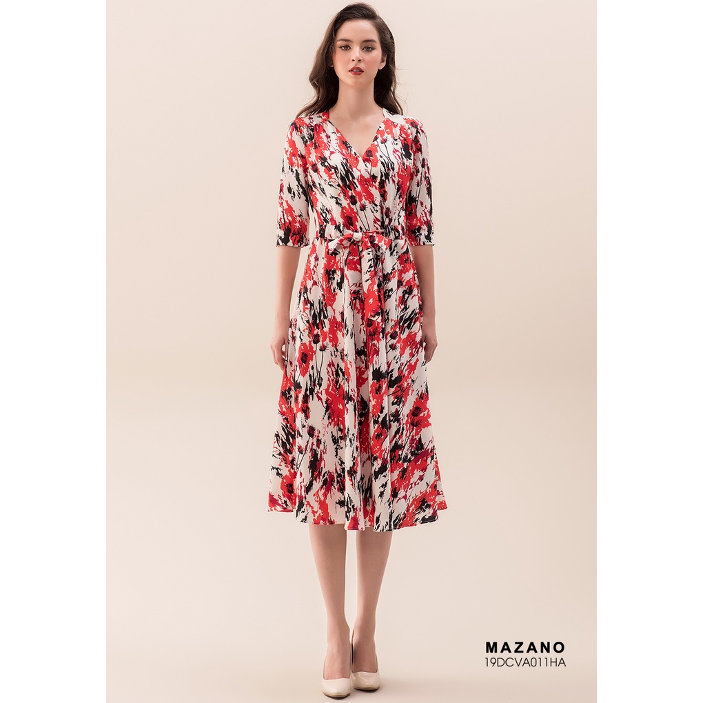 Váy lụa dáng xòe thắt đai MAZANO MS 19DCVA011HA