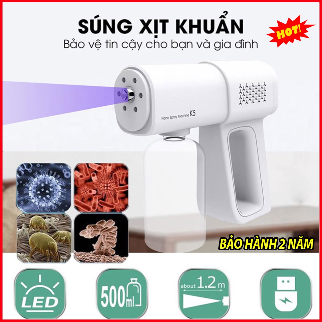 ⚡️Mới Nhất 2022⚡️Súng Xịt Khuẩn, Khử Khuẩn, Khử Trùng Nano K5, K6X, Dụng Cụ Phun Cồn Sát Khuẩn Xịt, Diệt Khuẩn Xịt Khuẩn