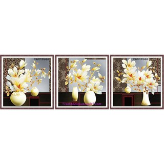Tranh thêu chữ thập bình hoa nghệ thuật 128*45cm LV3091 - tự thêu
