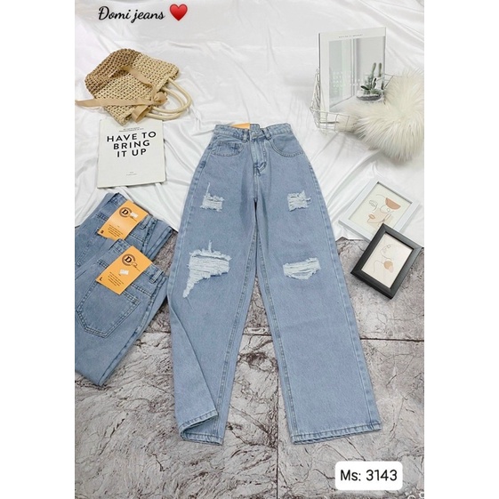 Quần baggy jean rách ống rộng phong cách trẻ trung, cá tính