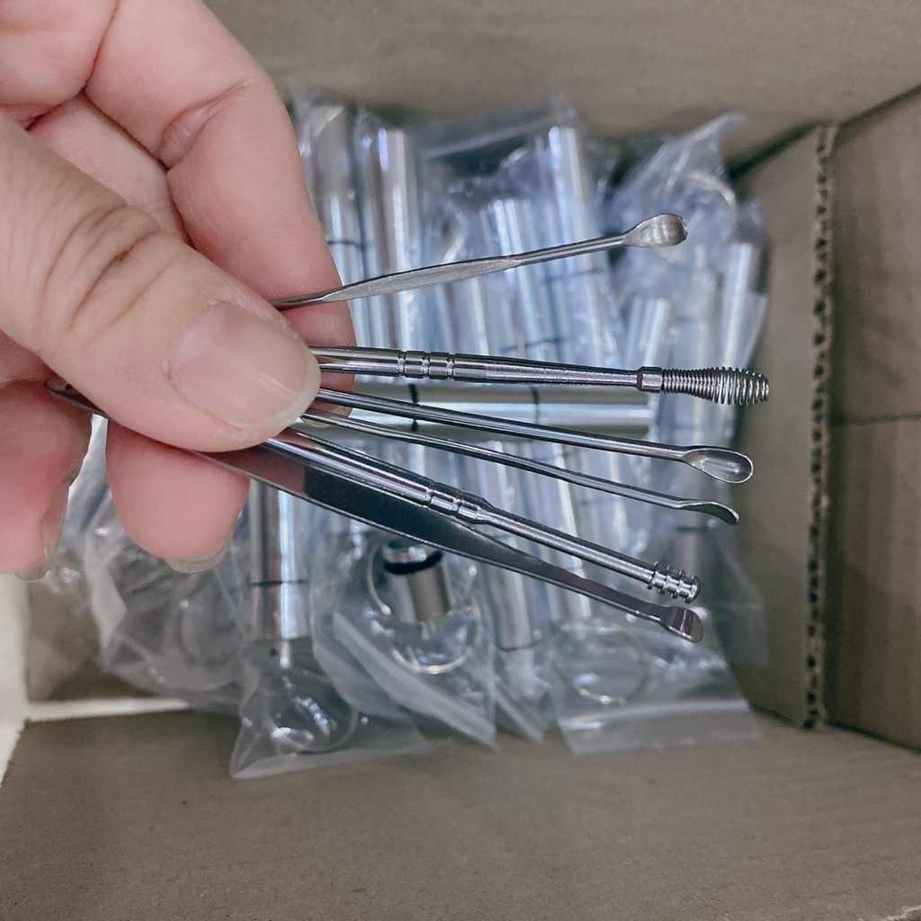 Bộ lấy ráy tai inox 6 món - bộ dụng cụ ngoáy tai thép không rỉ an toàn cho bé và gia đình