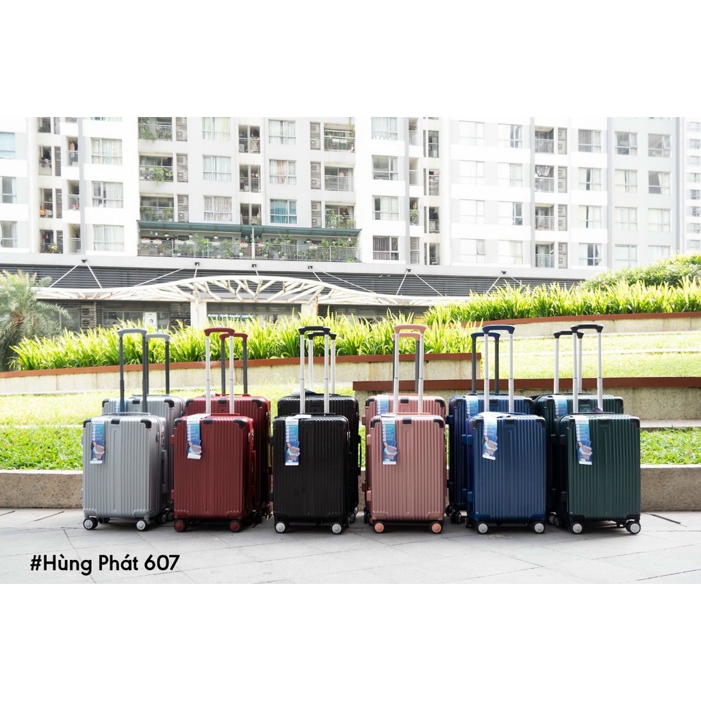 Vali kéo cao cấp HUNGPHAT-607 bo góc kim loại kích thước 20, 24 inch chính hãng Hùng Phát - Bảo hành 5 năm