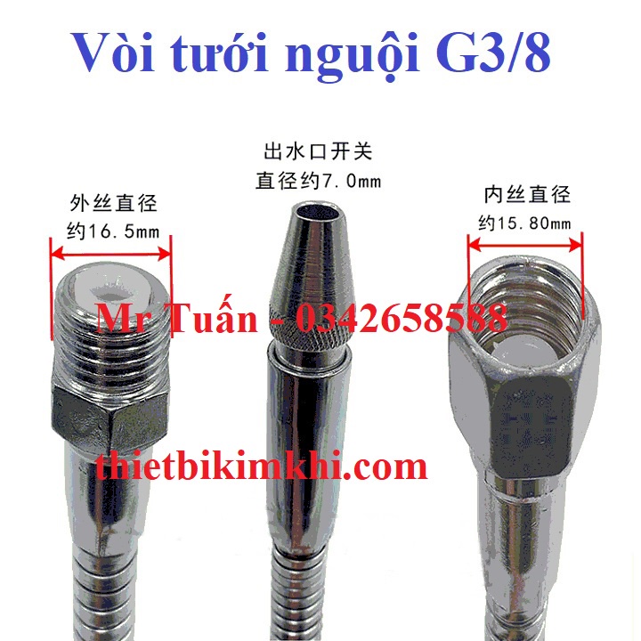 Vòi tưới nguội kim loại ren ngoài 16mm