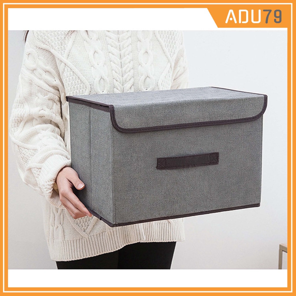 Combo 2 Hộp Vải Đựng Đồ, Đựng Quần Áo, Đồ Lót Gấp Gọn - Thùng Đựng Đa Năng Có Nắp Đậy Khung Cứng Hàn Quốc