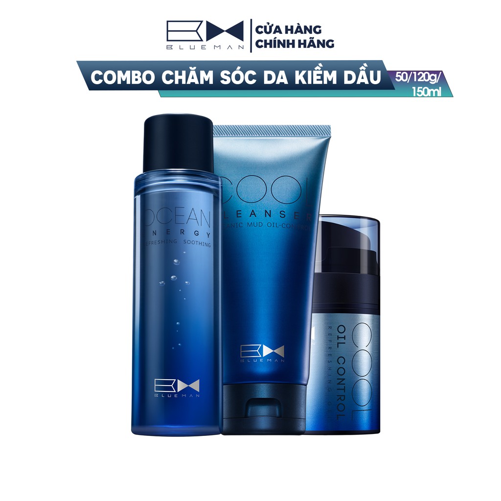 Combo Gel Chống Nhờn + Toner Ocean Dưỡng Ẩm + Sữa Rửa Mặt Than Tro 50g+150ml+120g