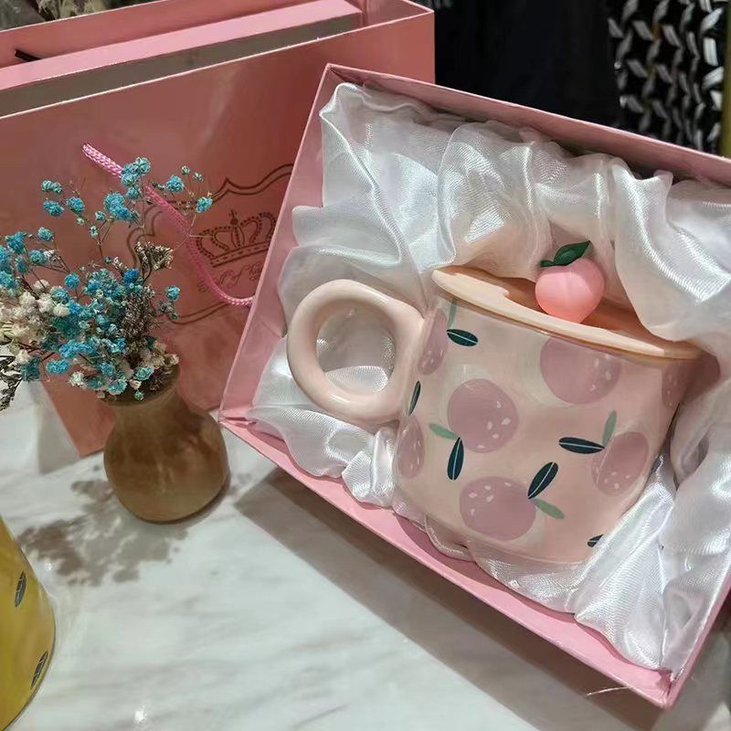 Cốc Uống Nước Bằng Sứ Có Nắp Đậy Dễ Thương Xinh Xắn Ttm206