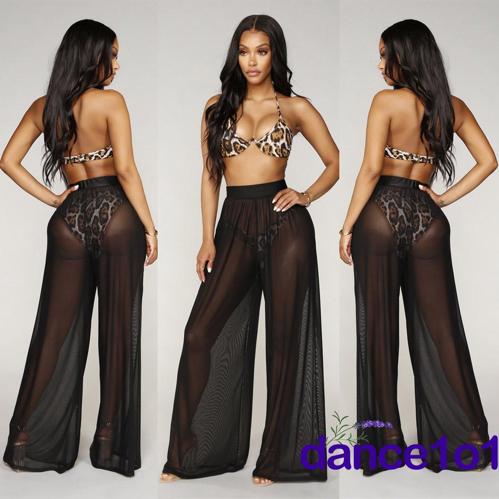 Quần Ren Dài Ống Loe Xuyên Thấu Thời Trang Dành Cho Nữ