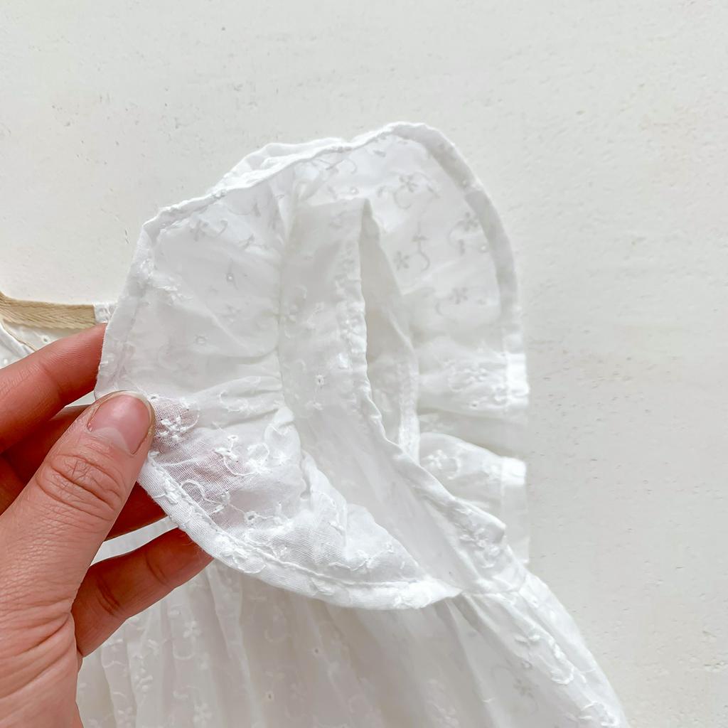 Bộ Áo Liền Quần Tay Cánh Tiên In Hoa Thời Trang Mùa Hè Cho Bé Gái 0-2 Tuổi