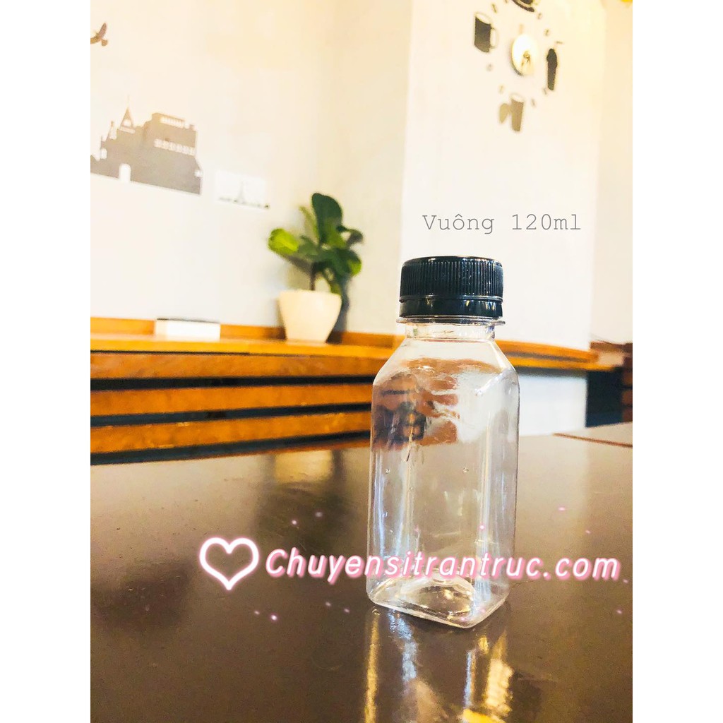 Combo 100 Chai nhựa vuông 120ml đựng trà sữa, nước ép