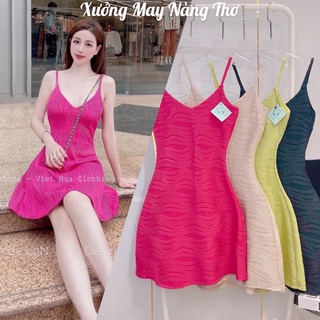 1tặng1•Đầm 2 dây Vân sóng Quảng Châu