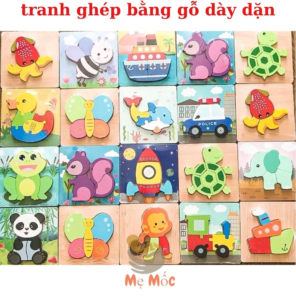 Tranh Ghép Gỗ Nổi 3D Cao Cấp  Cho Bé Vui Chơi Giải Trí Phát Triển Thông Minh Sáng Tạo Shop Mẹ Mốc ,T3DN