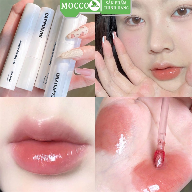 Son bóng lâu trôi bền màu mềm mịn tông màu nude cam đỏ nâu đất tint son kem lì nội địa trung Cappuvini moccomestic SON01