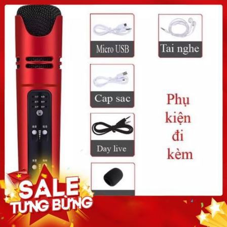 [Có Clip] Micro C16 Livestream, Hát Karaoke Tích Hợp Soundcard - Loại 1, Chữ tiếng Anh, 6 Chế Độ Âm Thanh