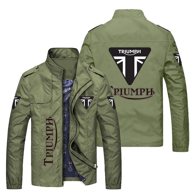 Triumph LOGO Jacket Car Shop Workwear European American Casual TIGER SPORT 660 850 900GT TRIDENT 660 STREET TRIPLE R SPEED TRIPLE 1200RS STREET SCRAMBLER 1200 BONNEVILLE T120 T100 BOBBER Plus Size Loose Thin Stand-Up Collar Zipper