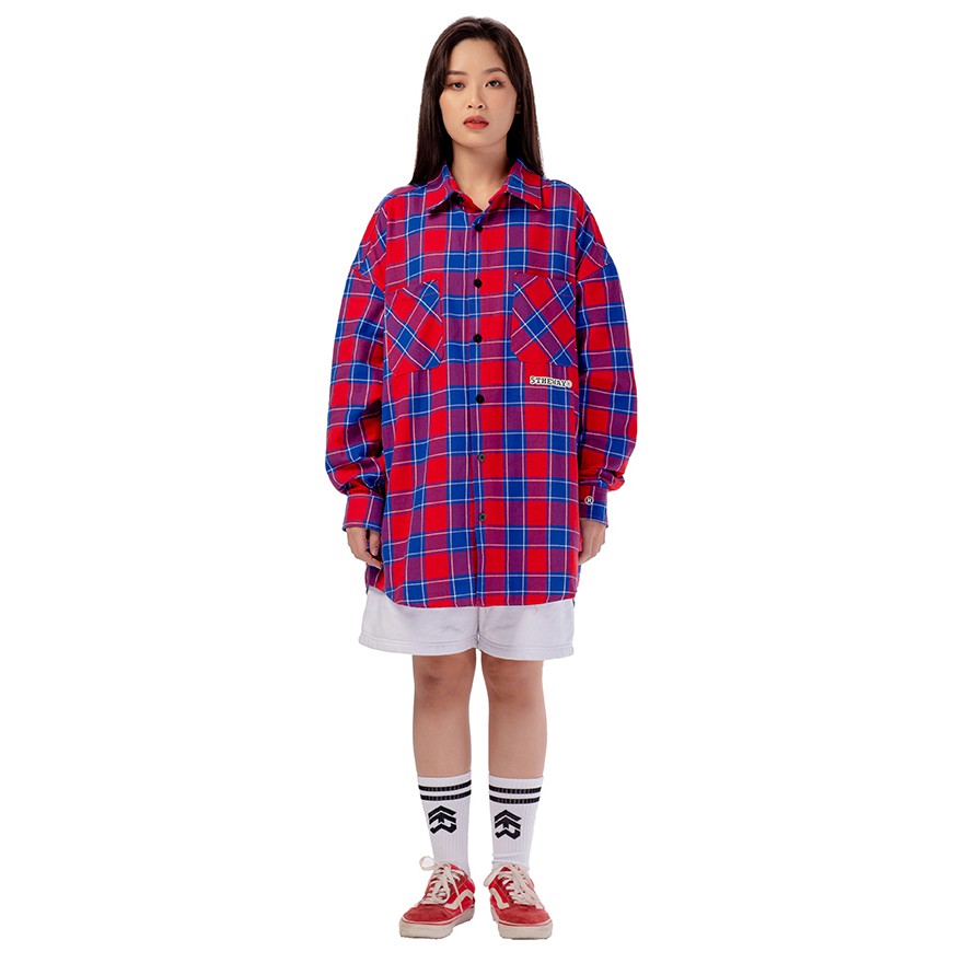 Áo Sơ Mi Flannel 5THEWAY stroke Big Logo Đỏ