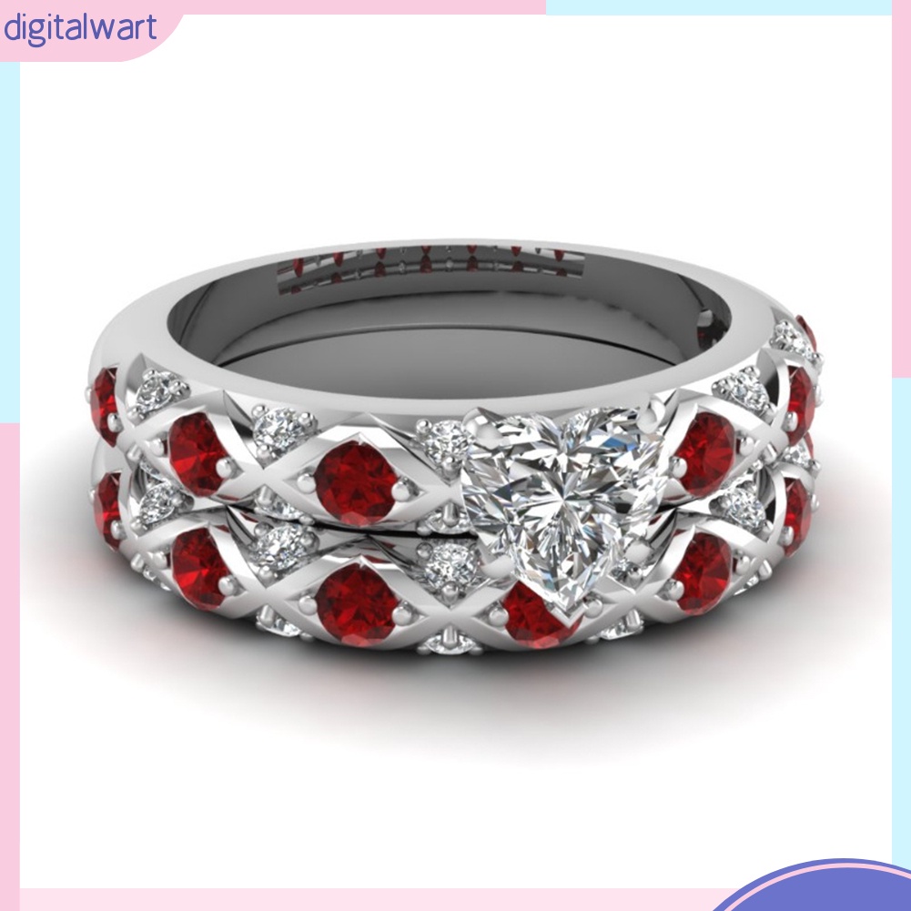 Nhẫn Hợp Kim Mặt Hình Trái Tim Đính Đá Xinh Xắn Cho Nữ