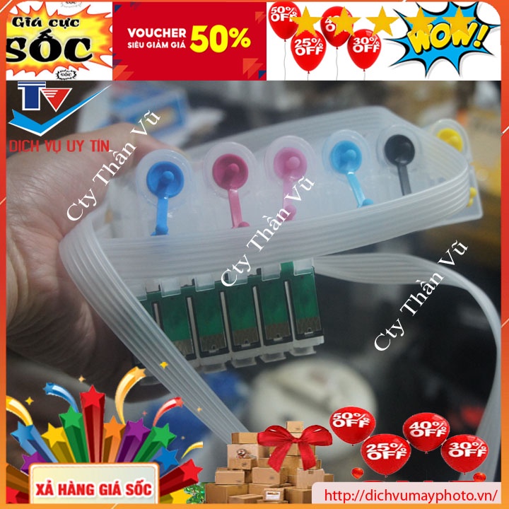Bộ dẫn mực ngoài liên tục cho máy in Epson 1390 1430 G4500 PX 1004 T60 T50 1400 hàng chuẩn đẹp