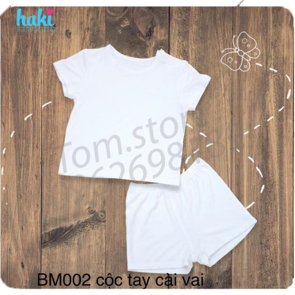 Bộ cộc tay cài vai vải sồi siêu mềm mịn HAKI - Modal BM002