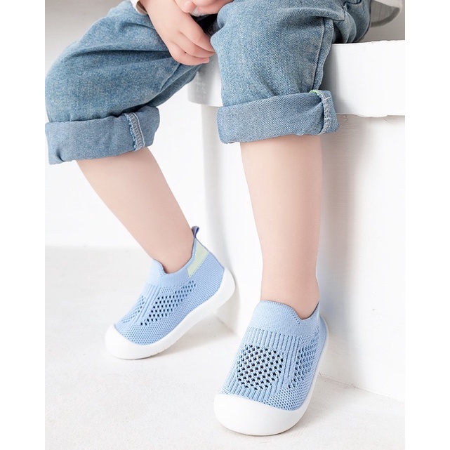Giày Bún Lưới Màu Trơn Chống Trượt Cho Bé- Giày Cho Bé Tập Đi